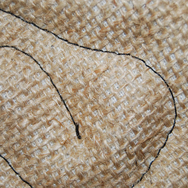 Tela de arpillera en manopla Detalle del material tela de arpillera en manopla